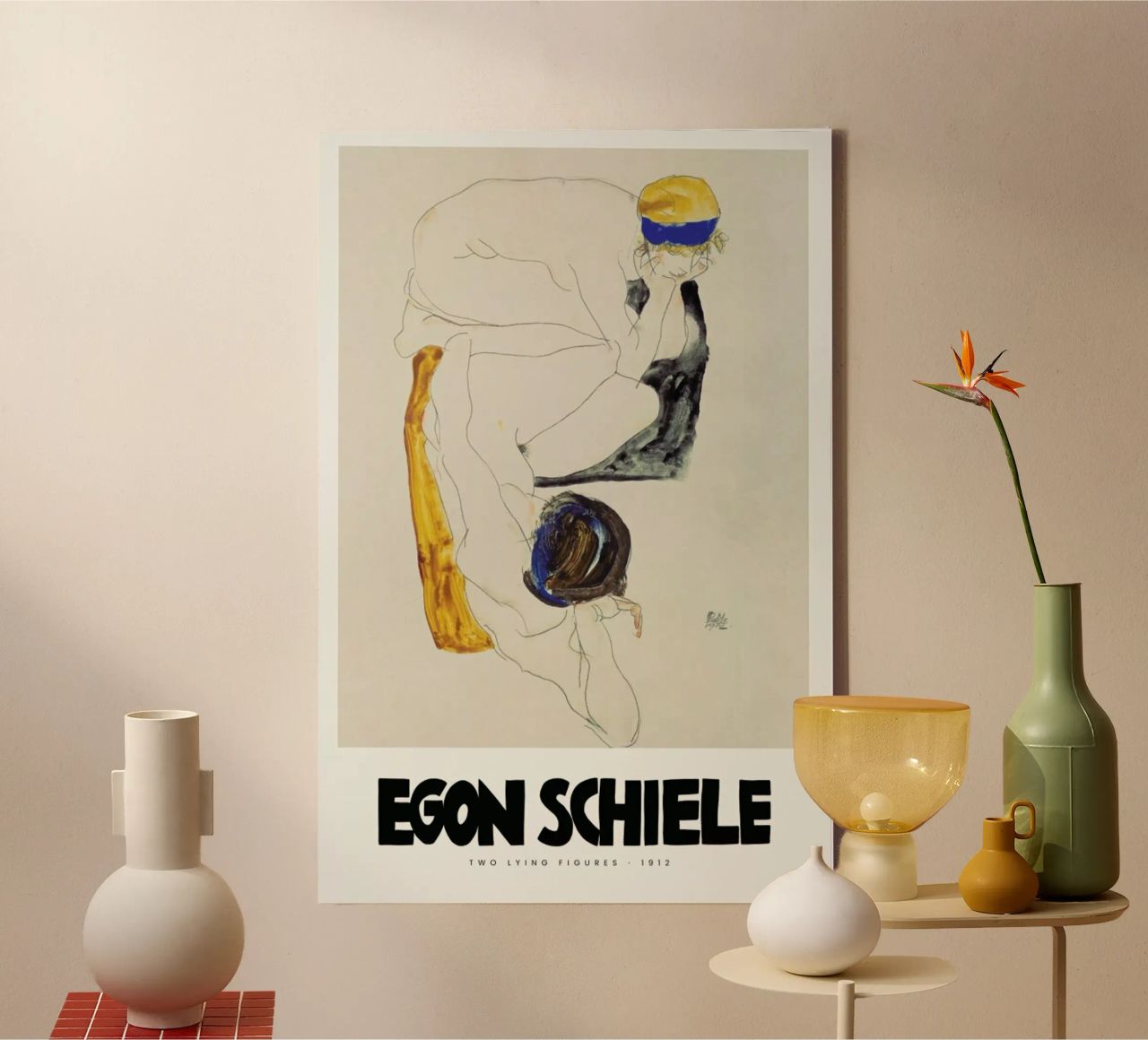 Schiele - Two Lying Figures II Leinwand von Vintage by JUNIQE