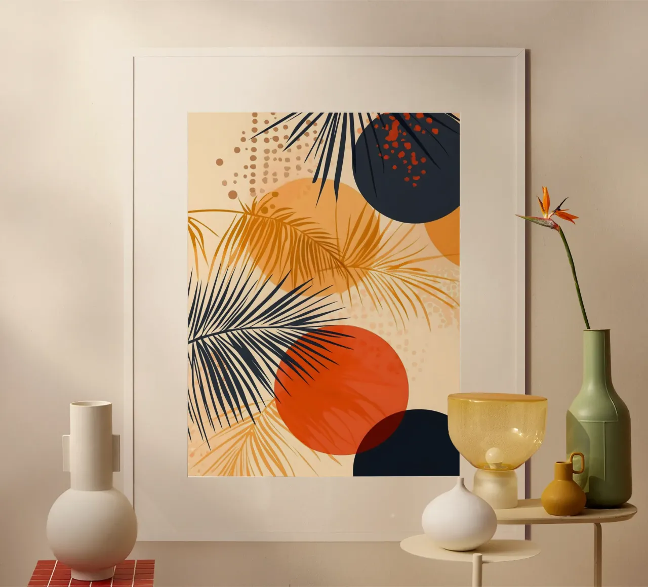 Palmwedel Kunst Poster mit Kunststoffrahmen von Studio Verde