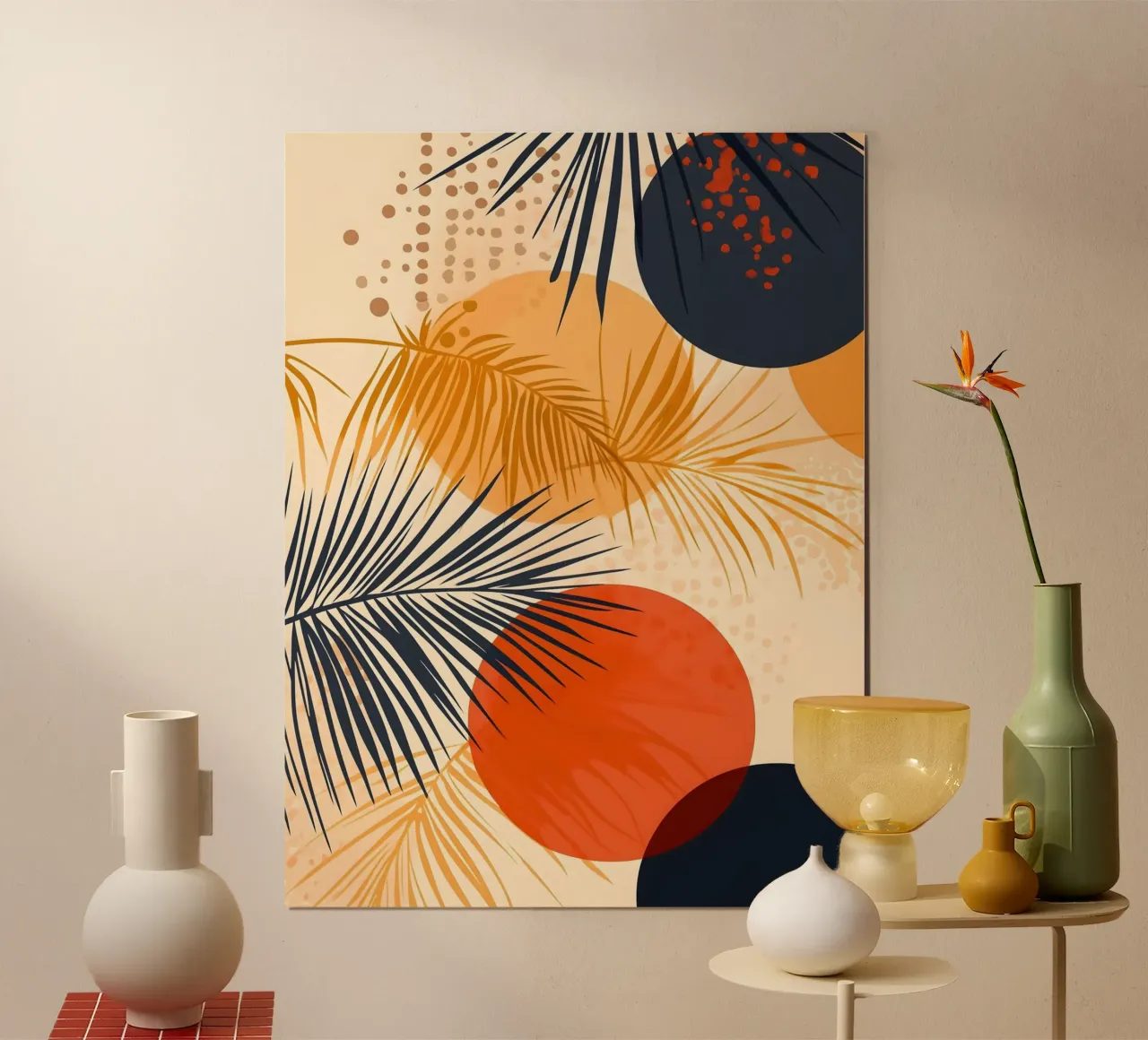 Palmwedel Kunst Poster mit Kunststoffrahmen von Studio Verde