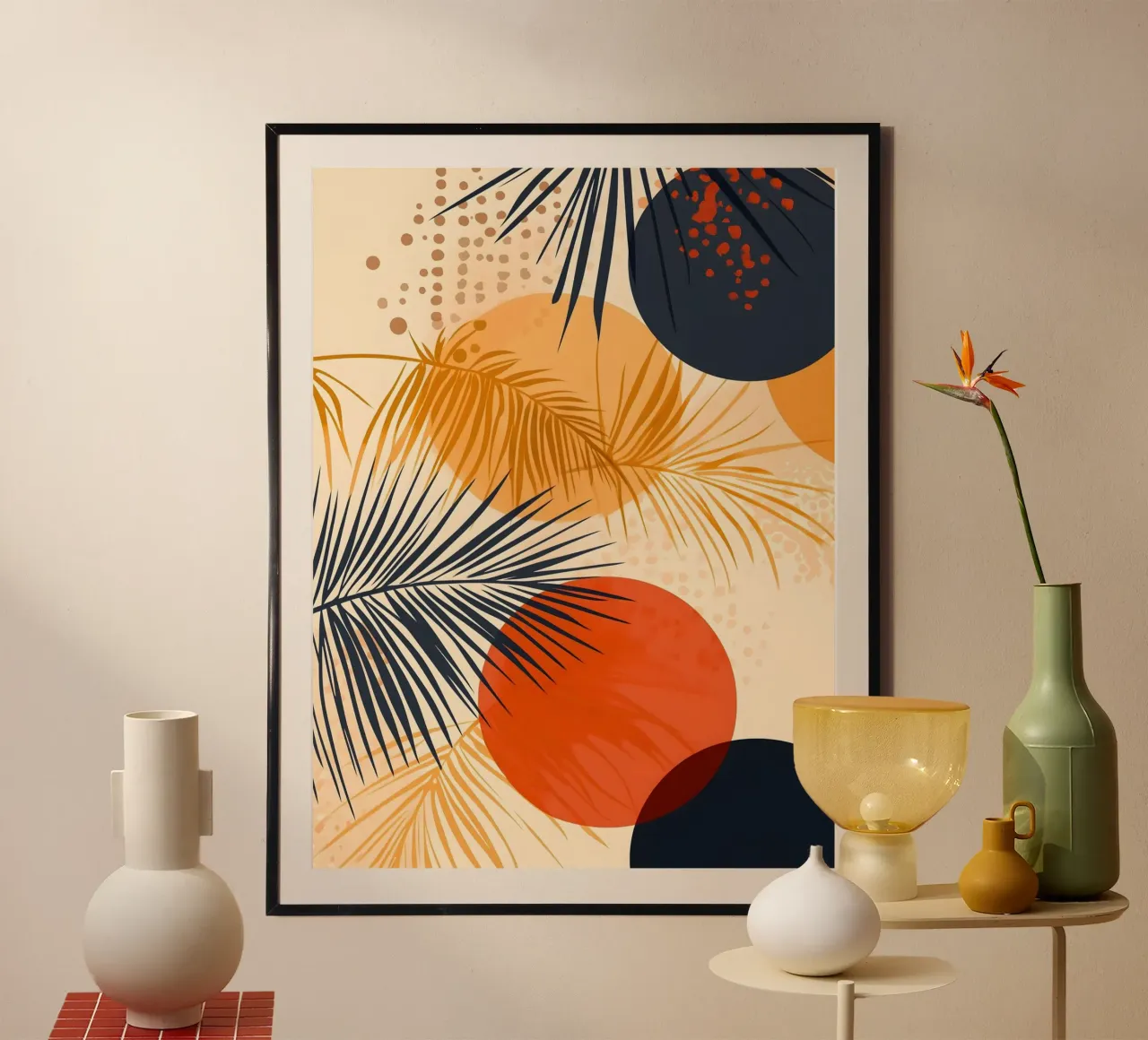 Palmwedel Kunst Poster mit Kunststoffrahmen von Studio Verde