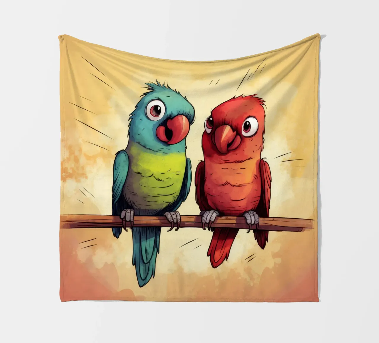 Duo di pappagalli retrò coperta in pile da Funny Animals