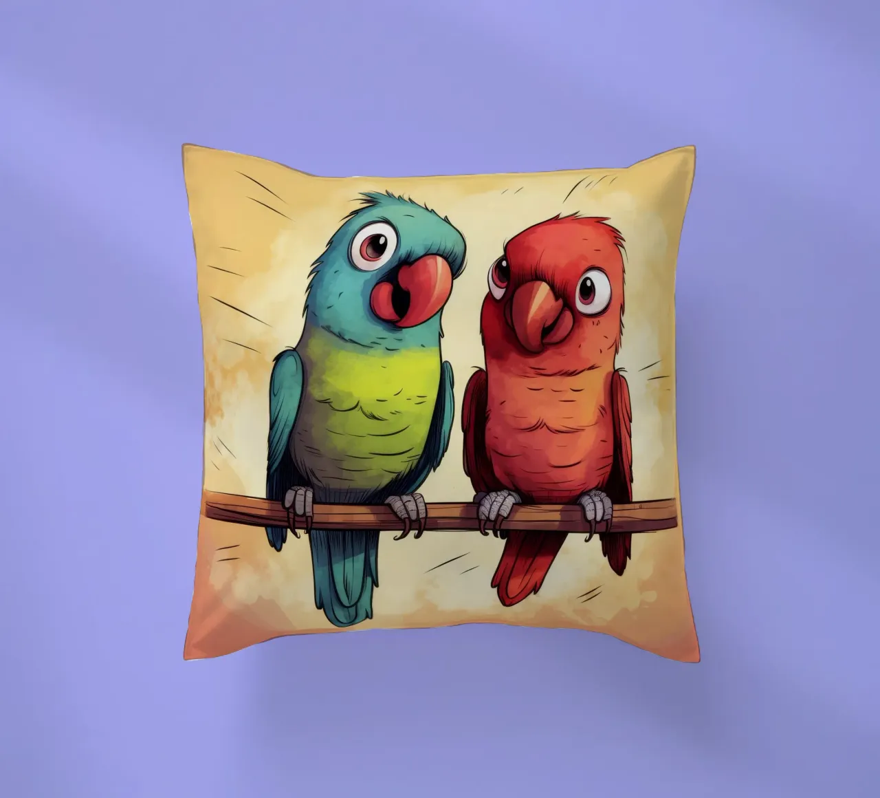 Duo di pappagalli retrò cuscino da Funny Animals