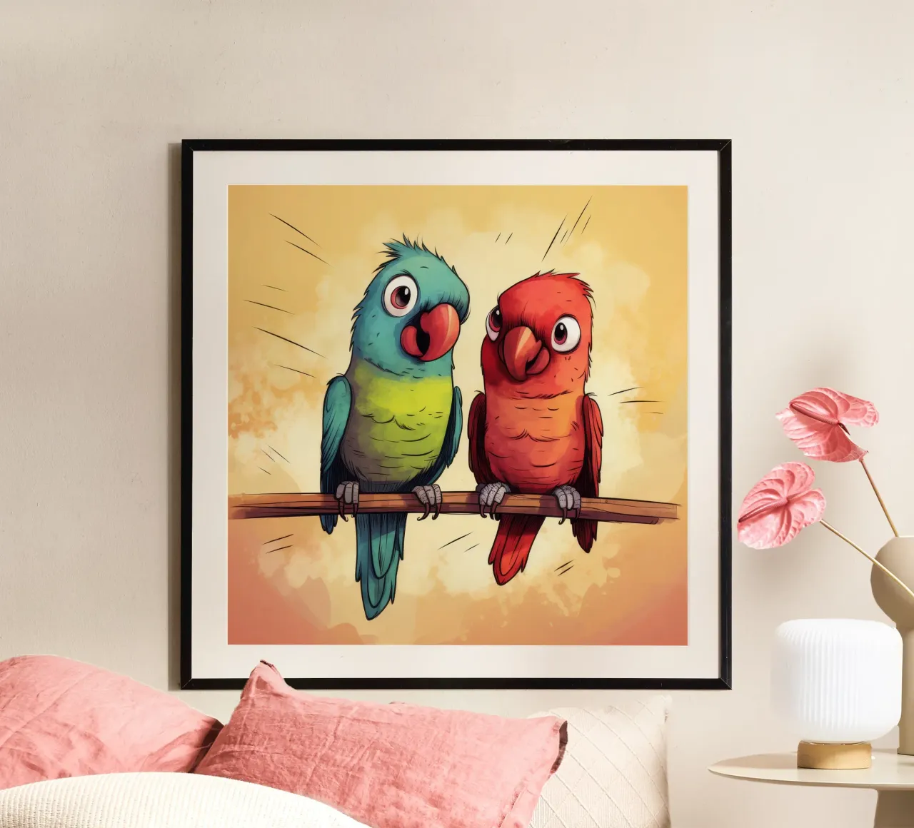 Duo di pappagalli retrò carta hahnemühle da Funny Animals