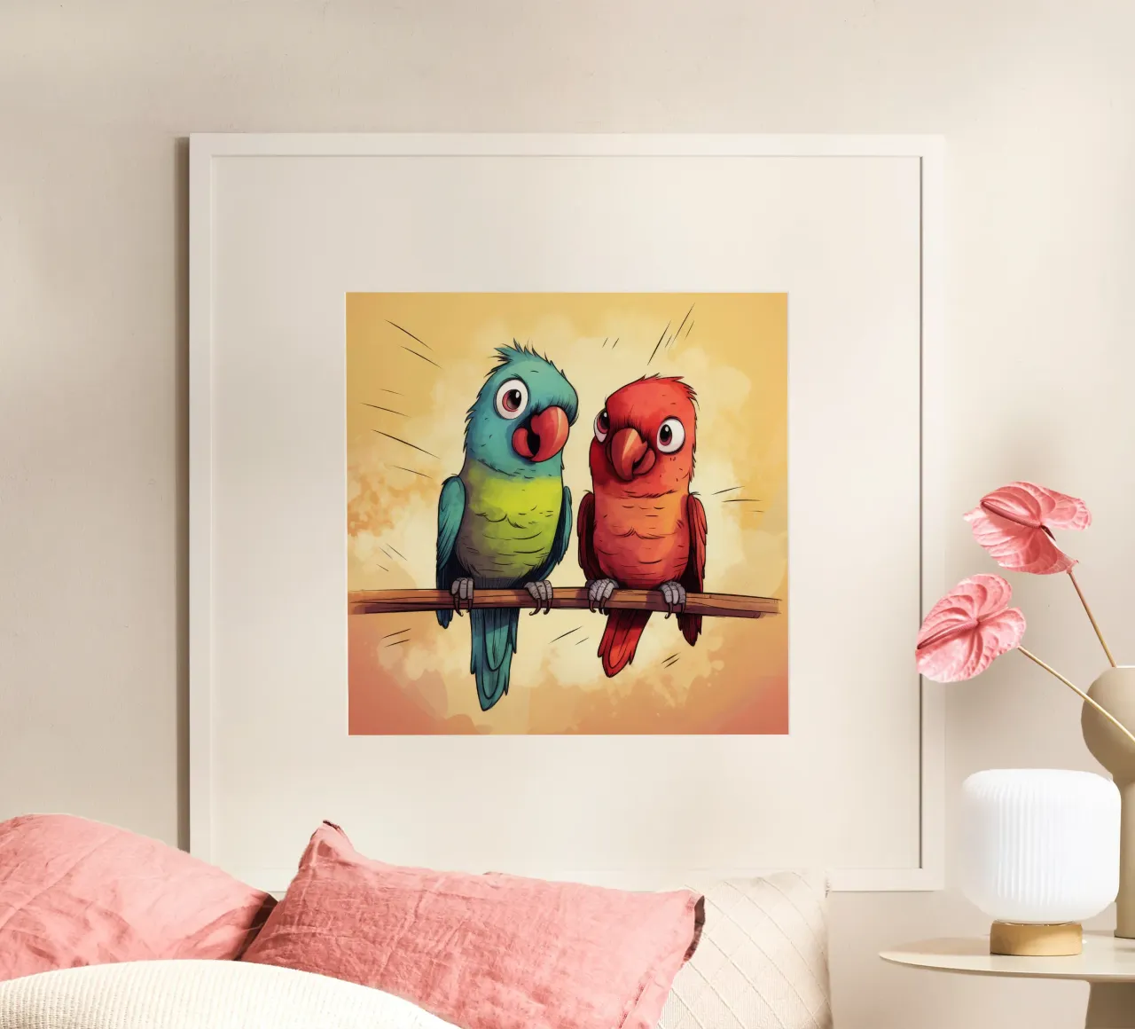 Duo di pappagalli retrò carta hahnemühle da Funny Animals
