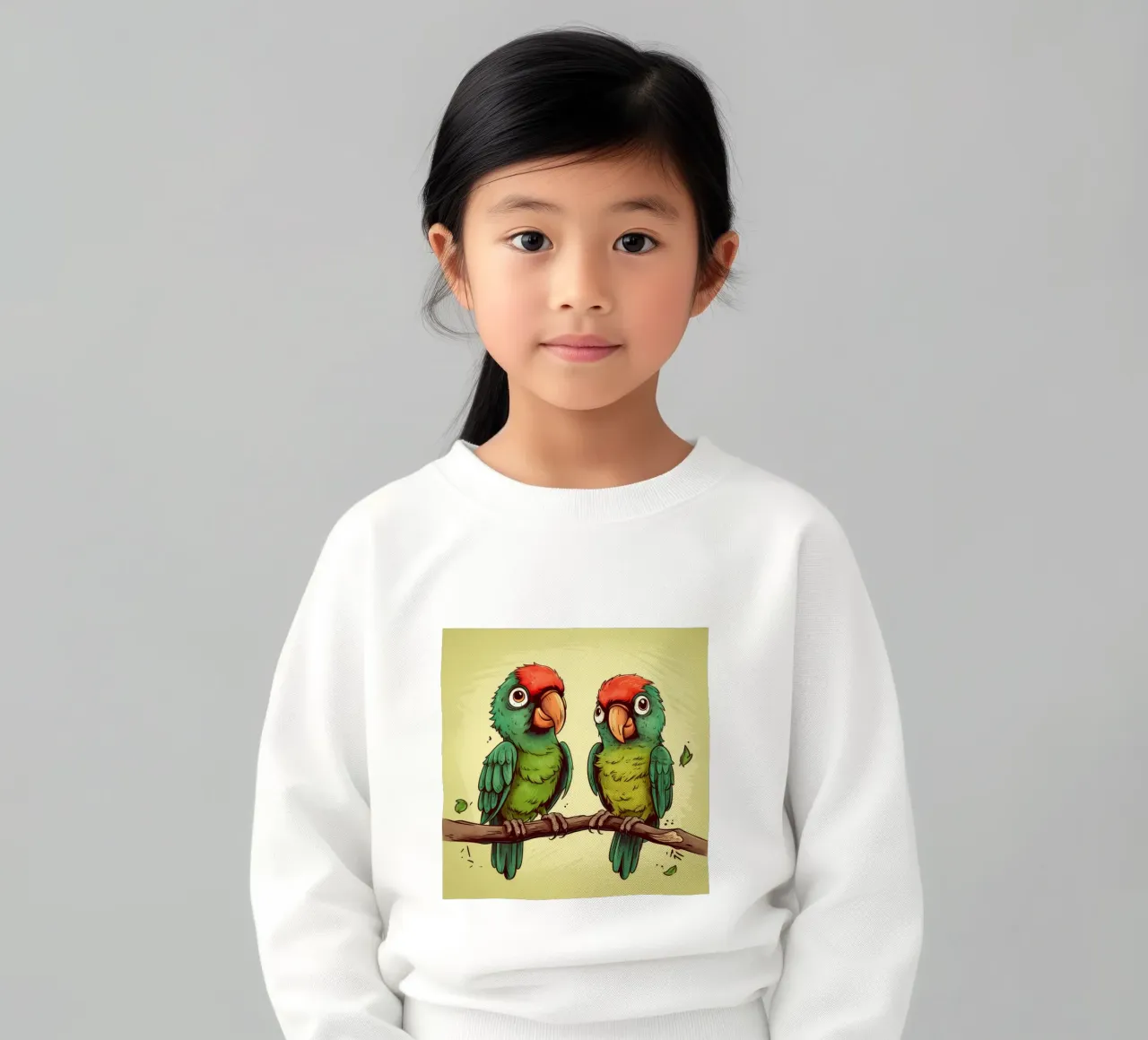 Duo di pappagalli retrò felpa bambino da Funny Animals