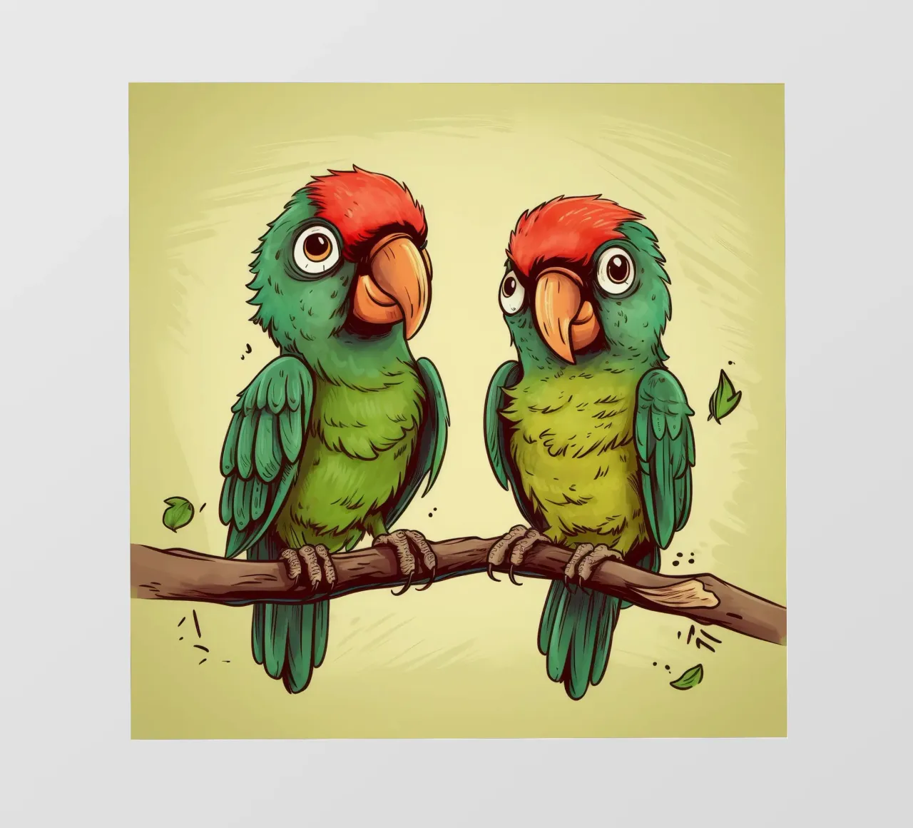 Duo di pappagalli retrò telo in pvc da Funny Animals