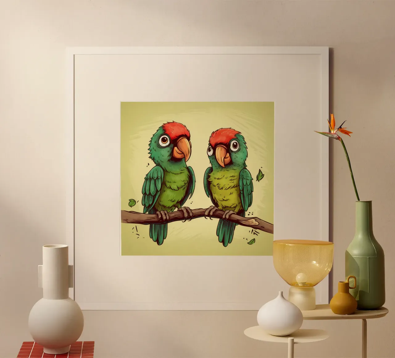 Duo di pappagalli retrò carta hahnemühle da Funny Animals