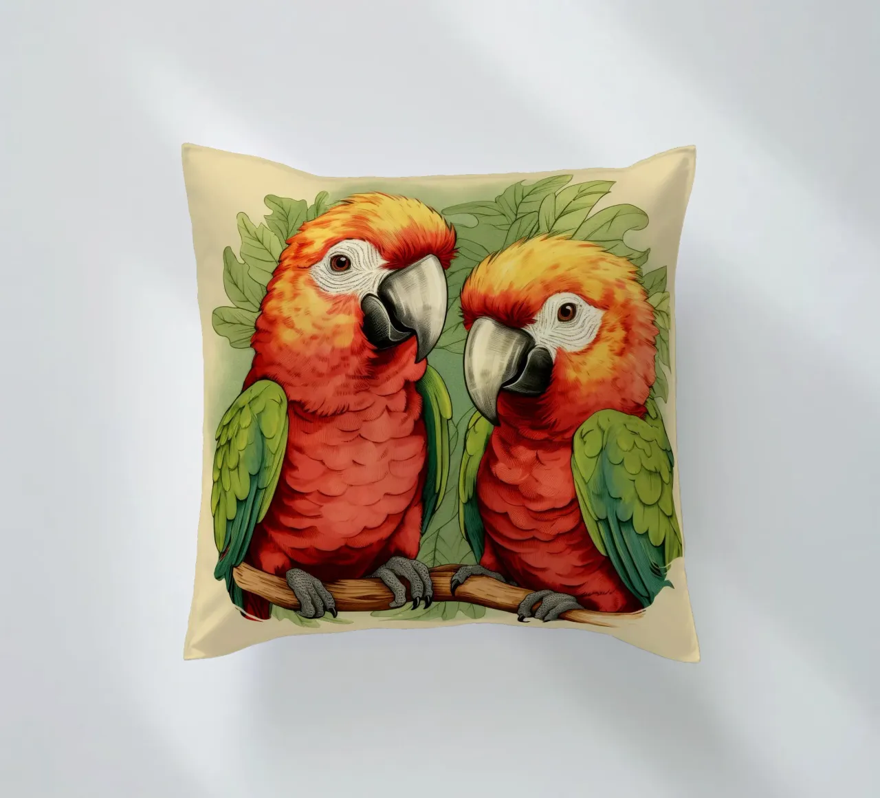 Duo di pappagalli retrò cuscino da Funny Animals