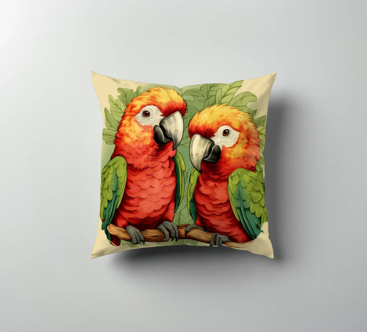 Duo di pappagalli retrò cuscino da Funny Animals