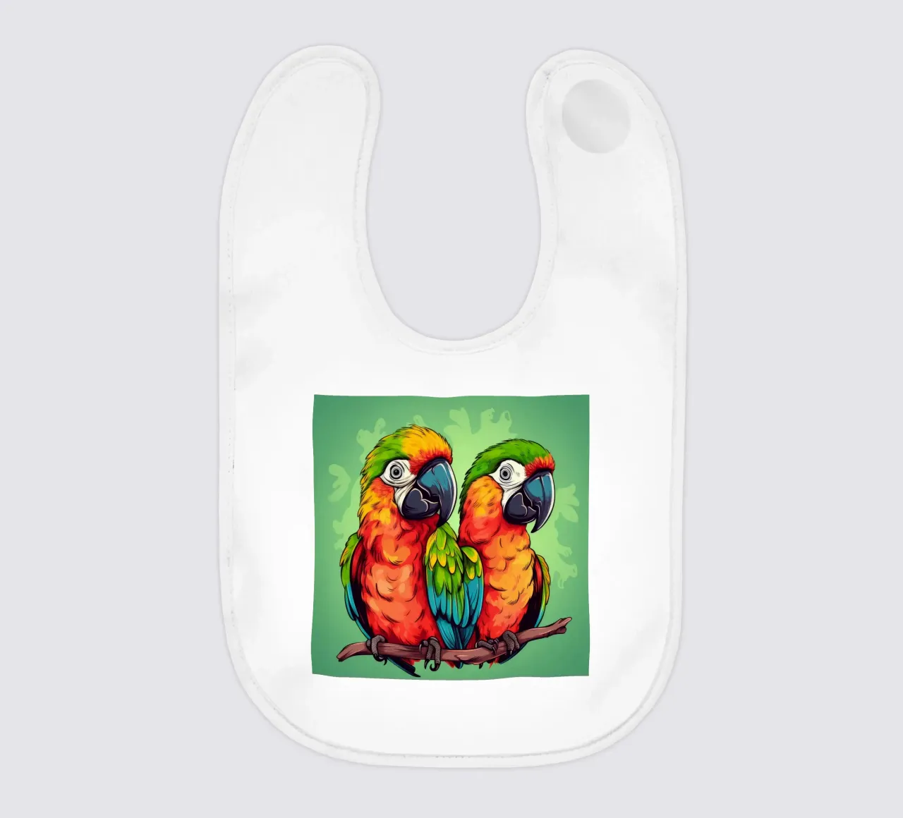 Duo di pappagalli retrò bavaglino da Funny Animals