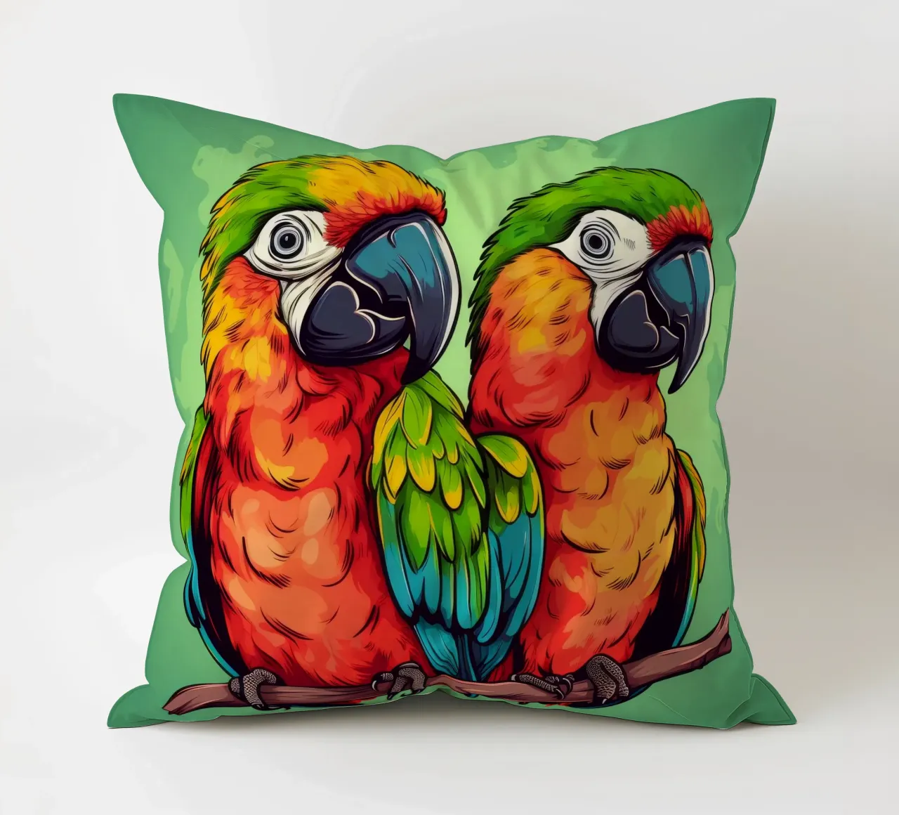 Duo di pappagalli retrò cuscino da Funny Animals