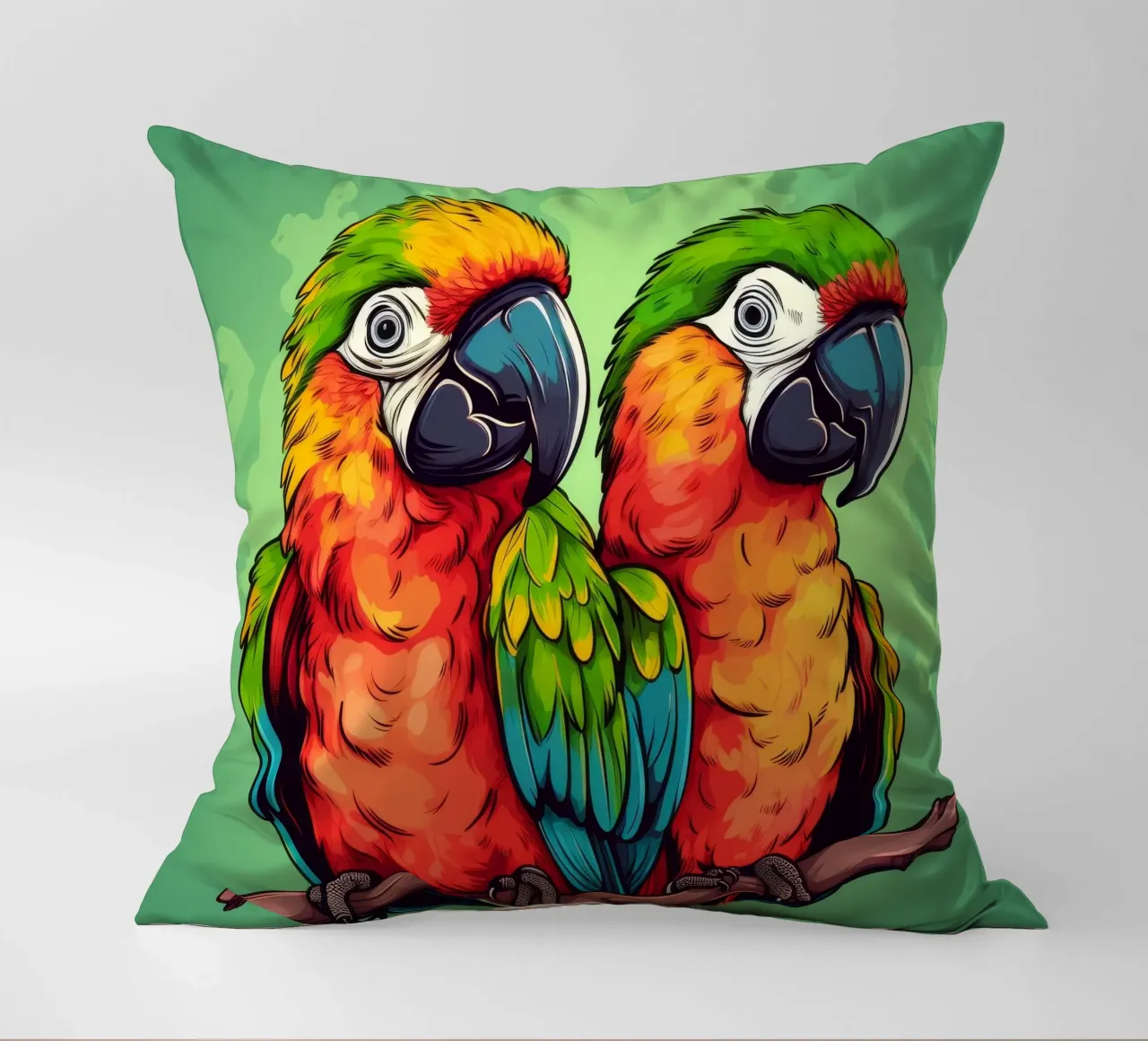 Duo di pappagalli retrò cuscino da Funny Animals
