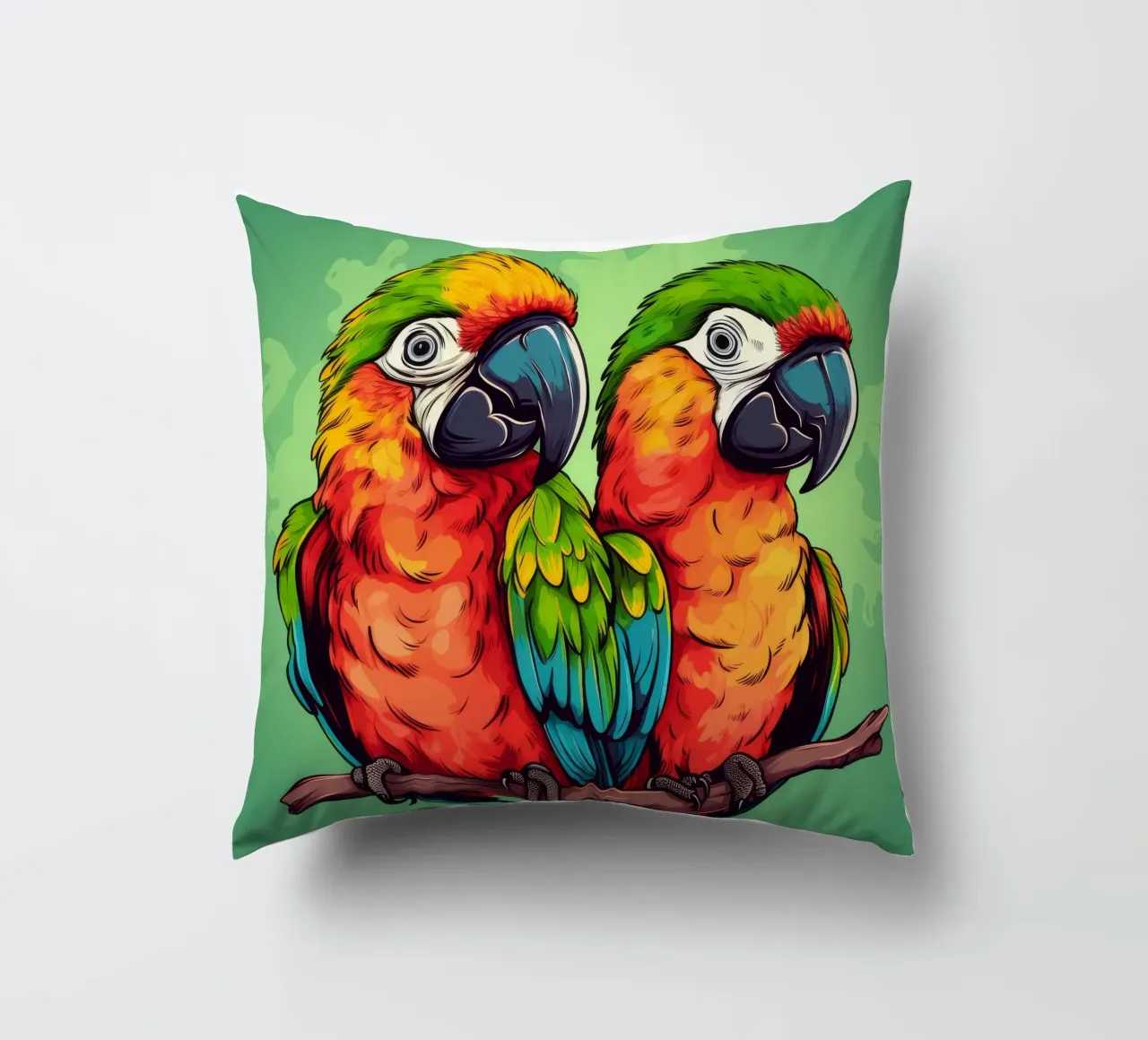 Duo di pappagalli retrò cuscino da Funny Animals