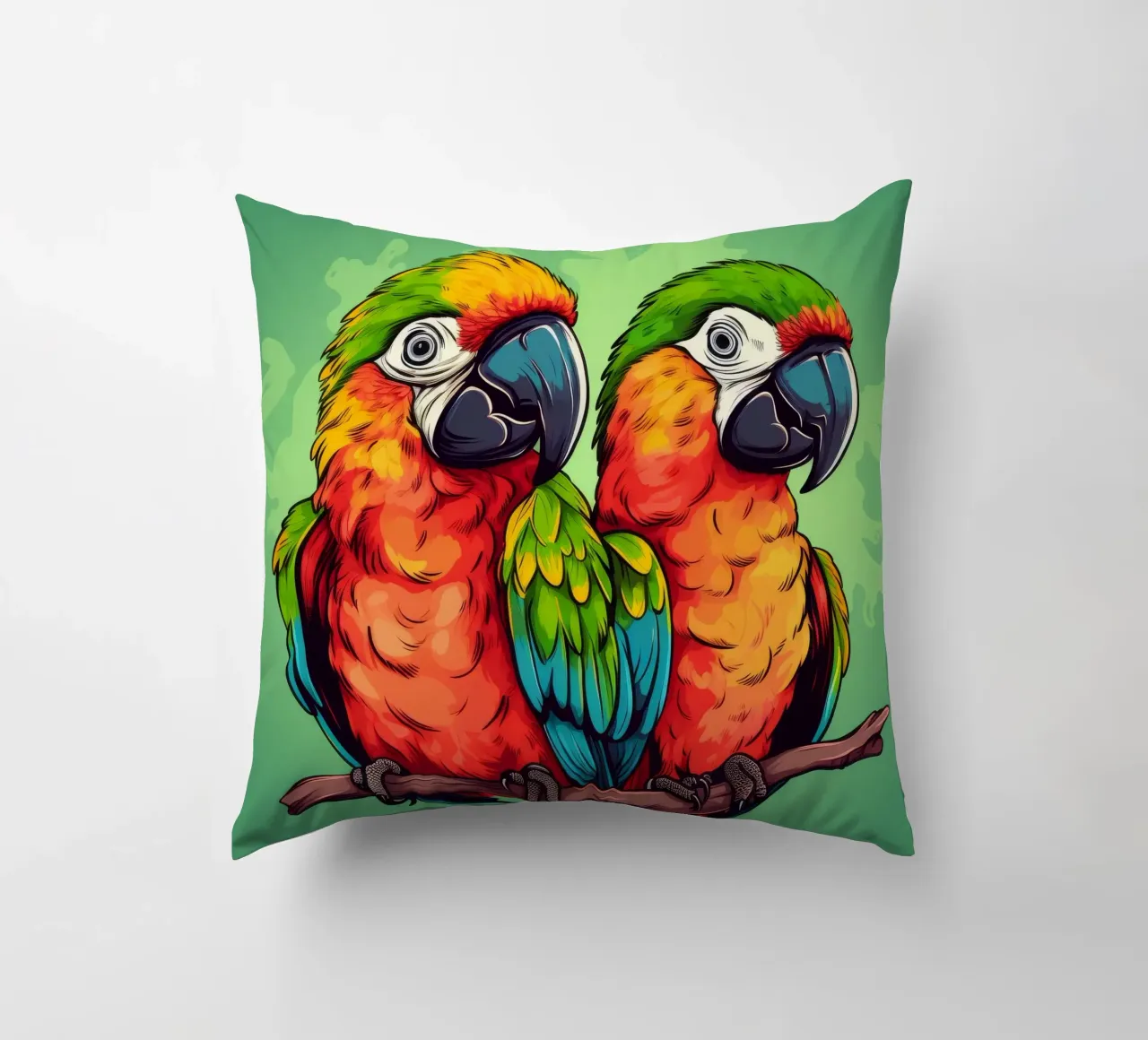 Duo di pappagalli retrò cuscino da Funny Animals
