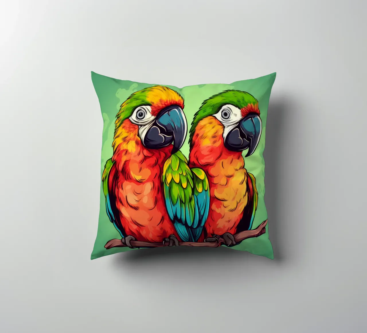 Duo di pappagalli retrò cuscino da Funny Animals
