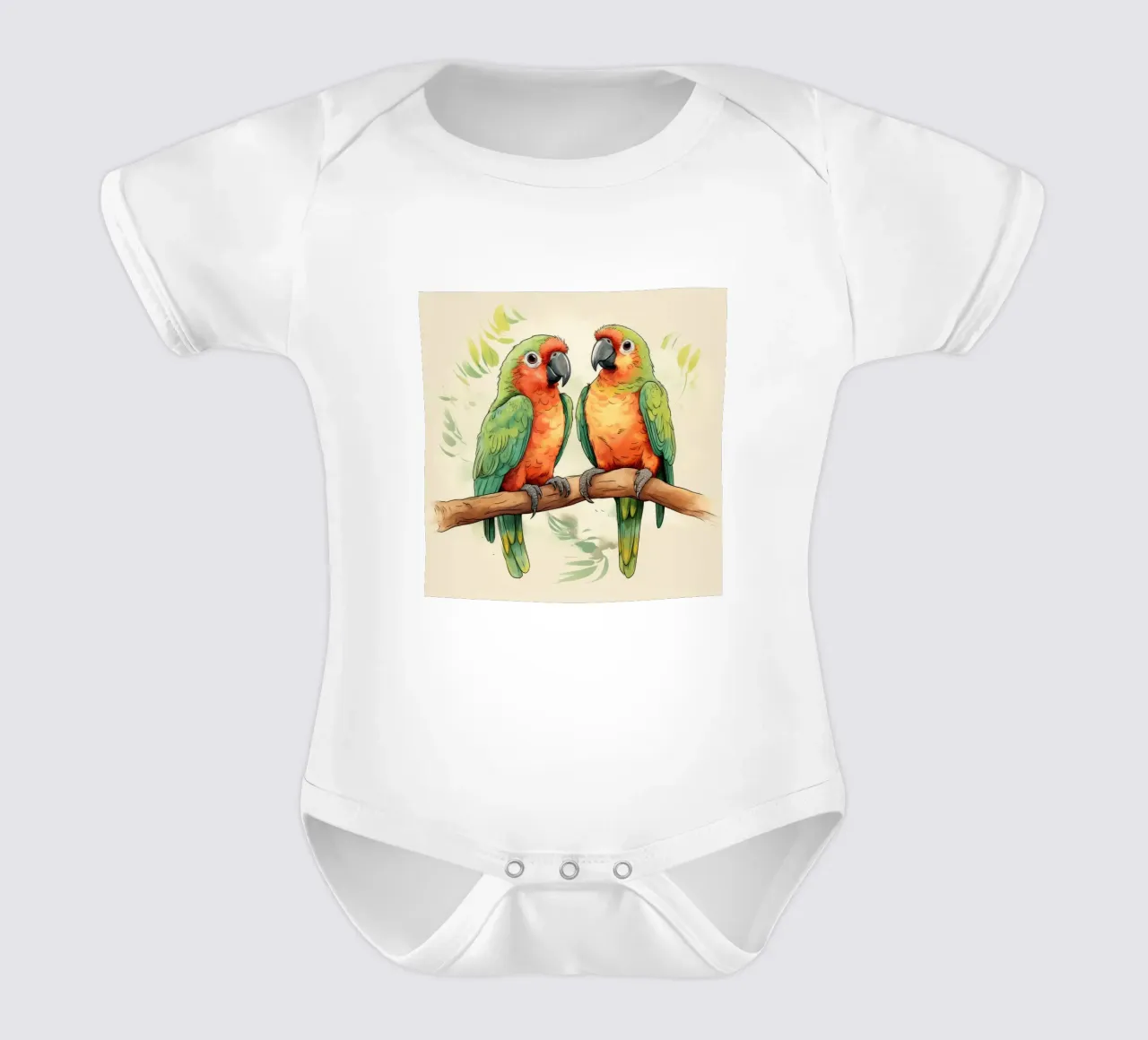 Duo di pappagalli retrò body neonato maniche corte da Funny Animals