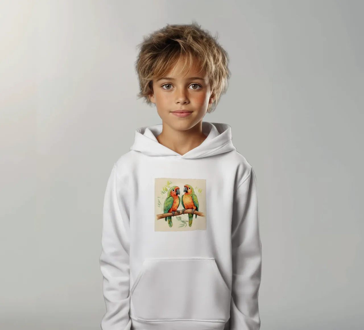 Retro Parrot Duo kids hoodie by Funny Animals