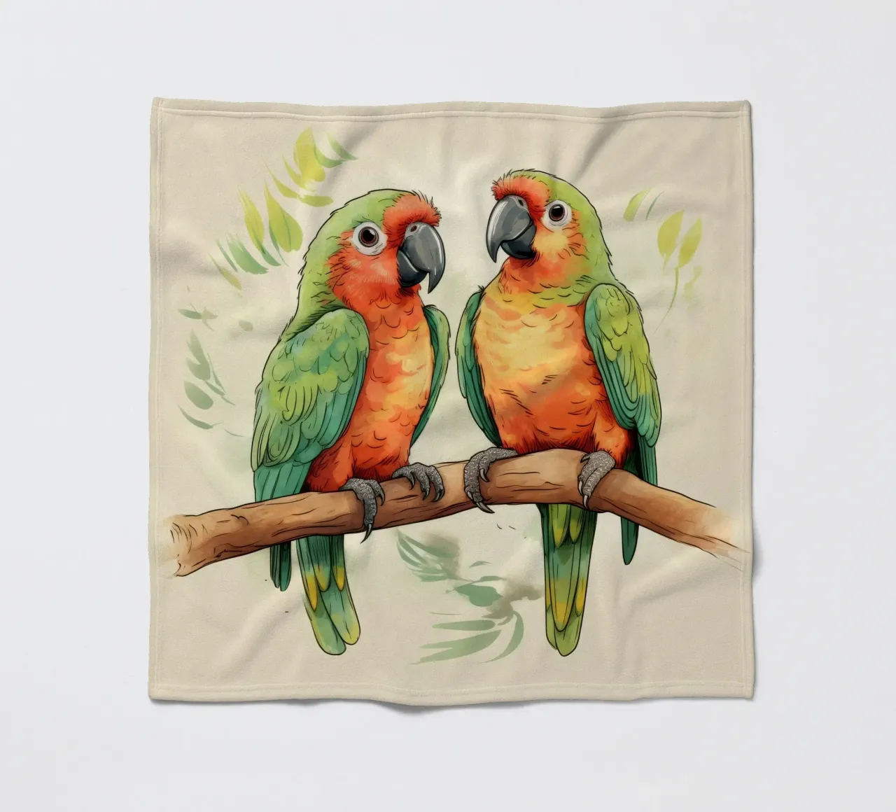 Duo di pappagalli retrò coperta in pile da Funny Animals