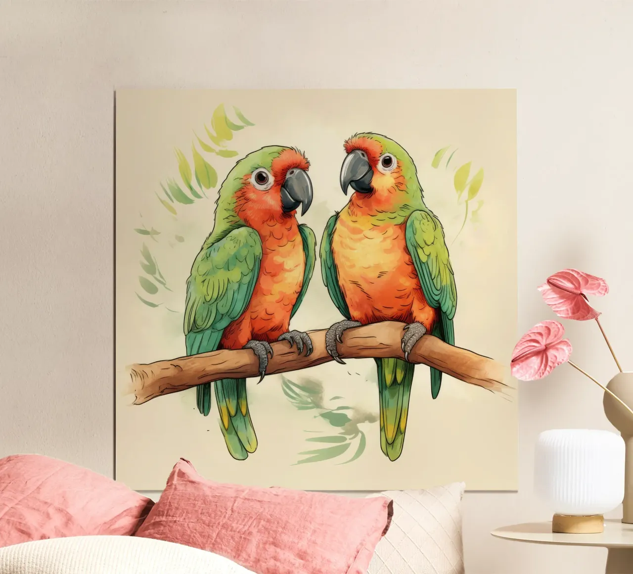 Duo di pappagalli retrò carta hahnemühle da Funny Animals