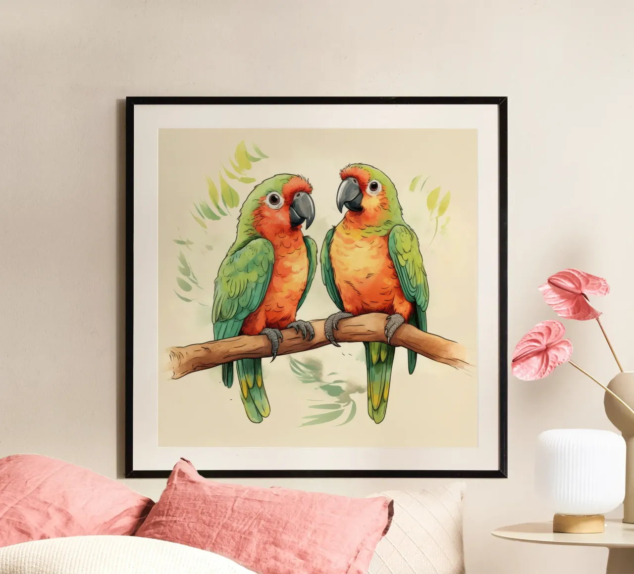 Duo di pappagalli retrò carta hahnemühle da Funny Animals