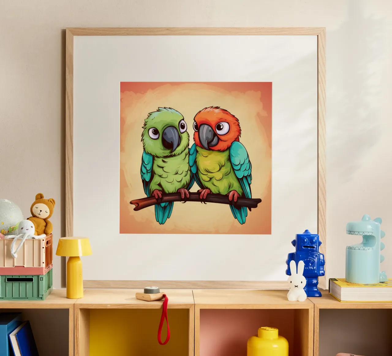Duo di pappagalli retrò carta hahnemühle da Funny Animals