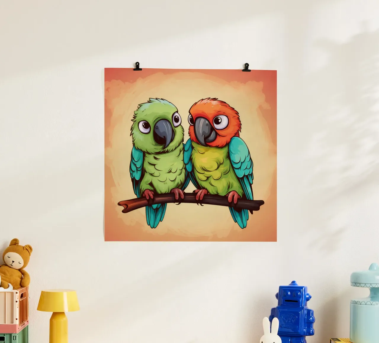 Duo di pappagalli retrò carta hahnemühle da Funny Animals