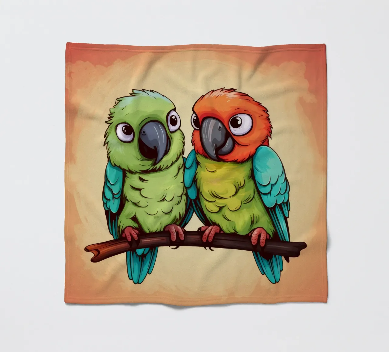 Duo di pappagalli retrò coperta in pile da Funny Animals