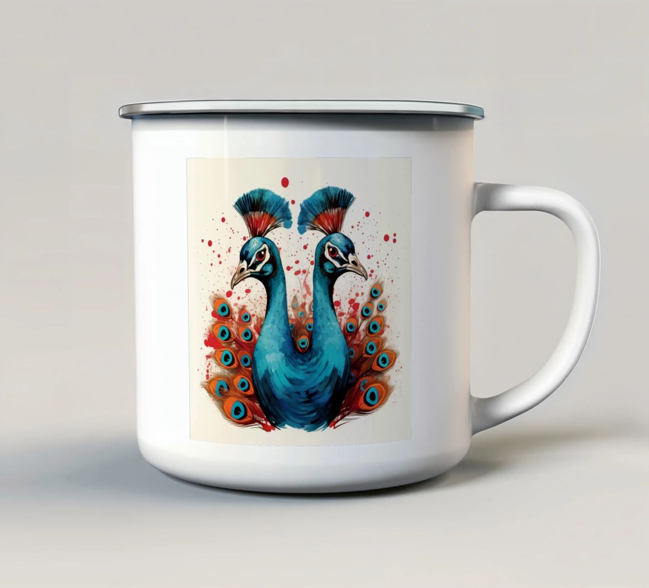 Retro Peacock Duo tazza in smalto da Funny Animals