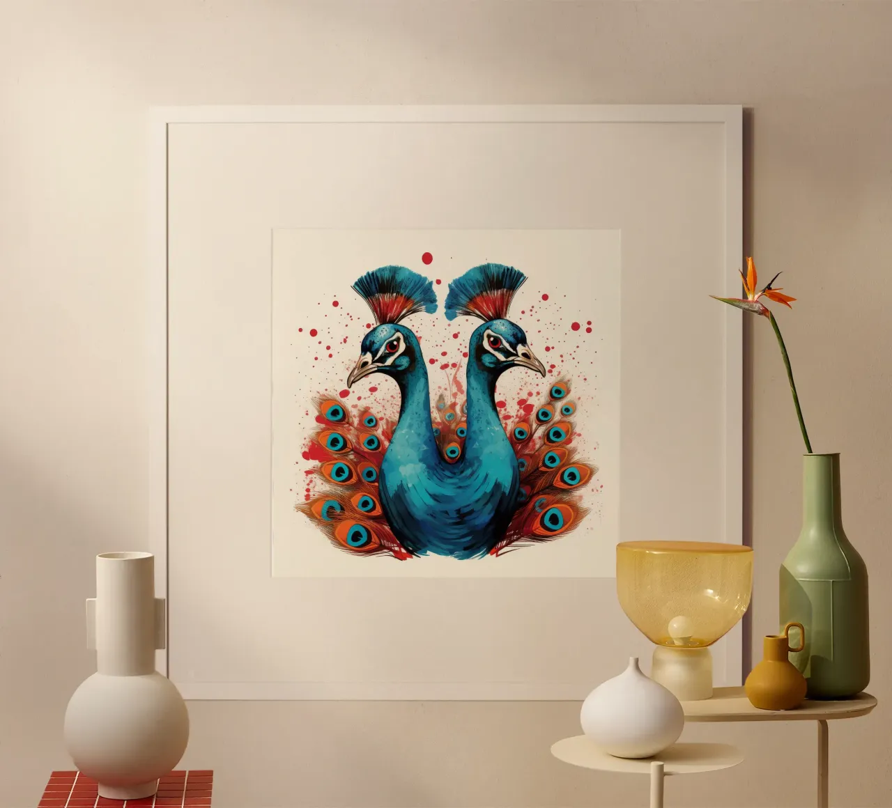 Retro Peacock Duo poster da Funny Animals