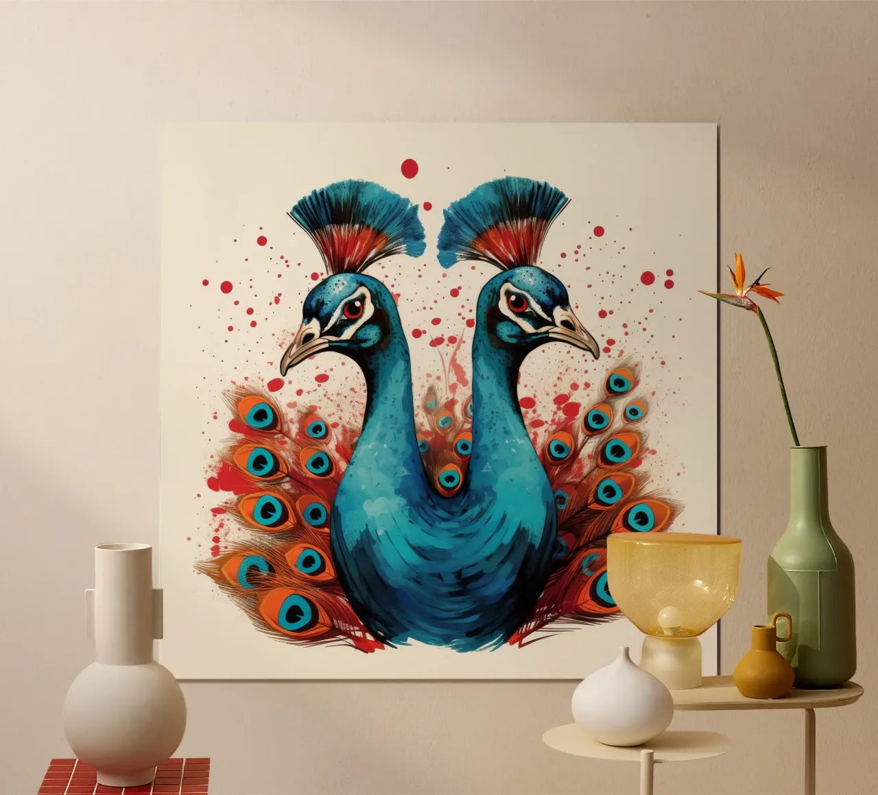 Retro Peacock Duo poster da Funny Animals