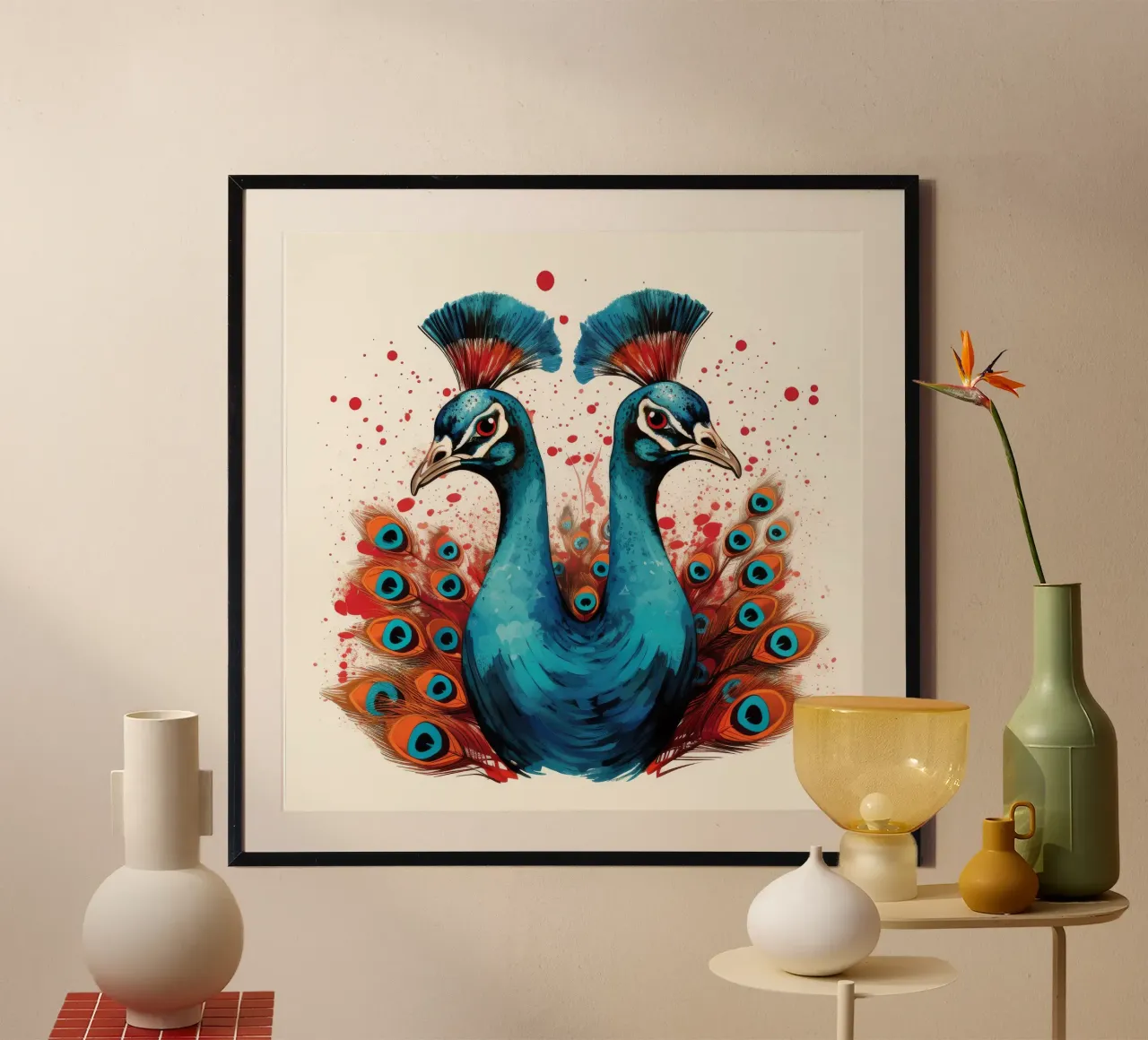 Retro Peacock Duo poster da Funny Animals