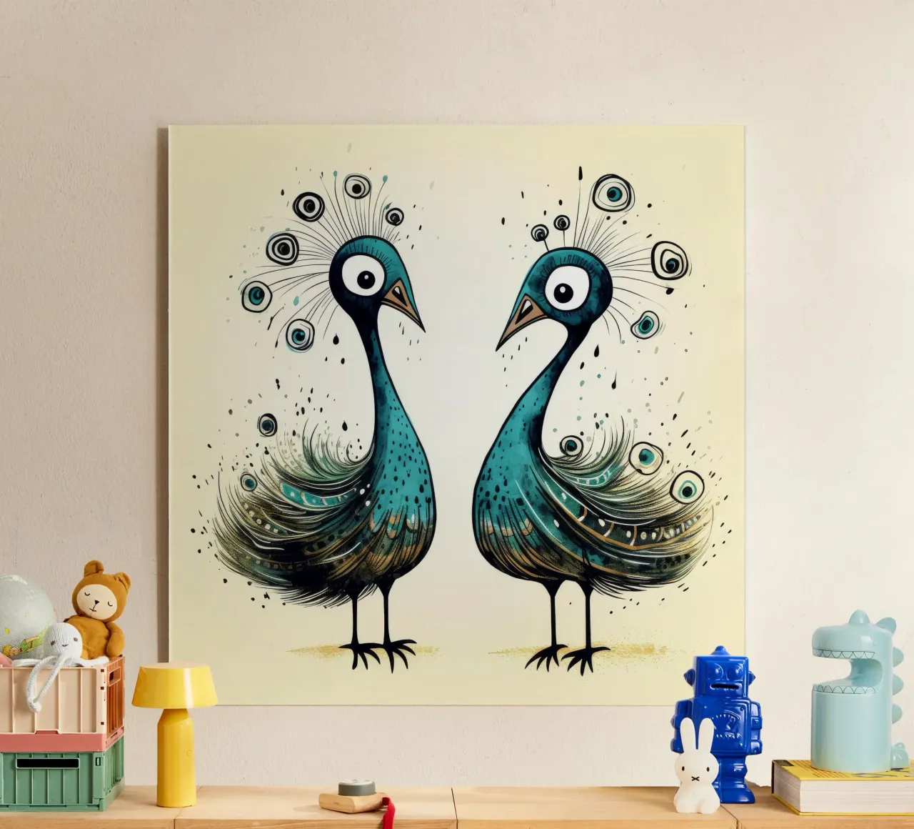 Retro Peacock Duo plexiglass da Funny Animals