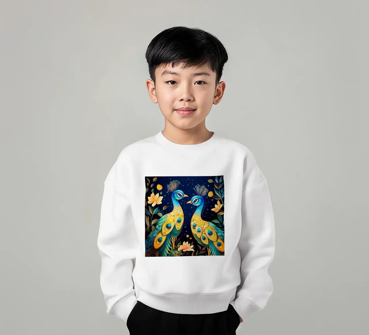 Retro Peacock Duo kids sweatshirt by Funny Animals