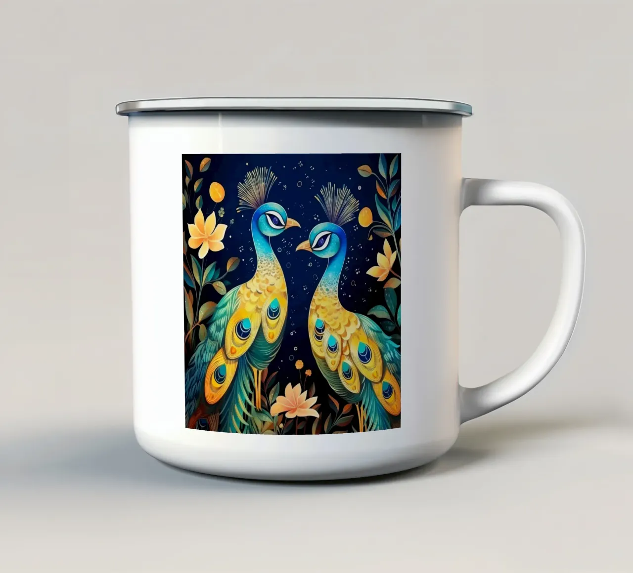 Retro Peacock Duo tazza in smalto da Funny Animals