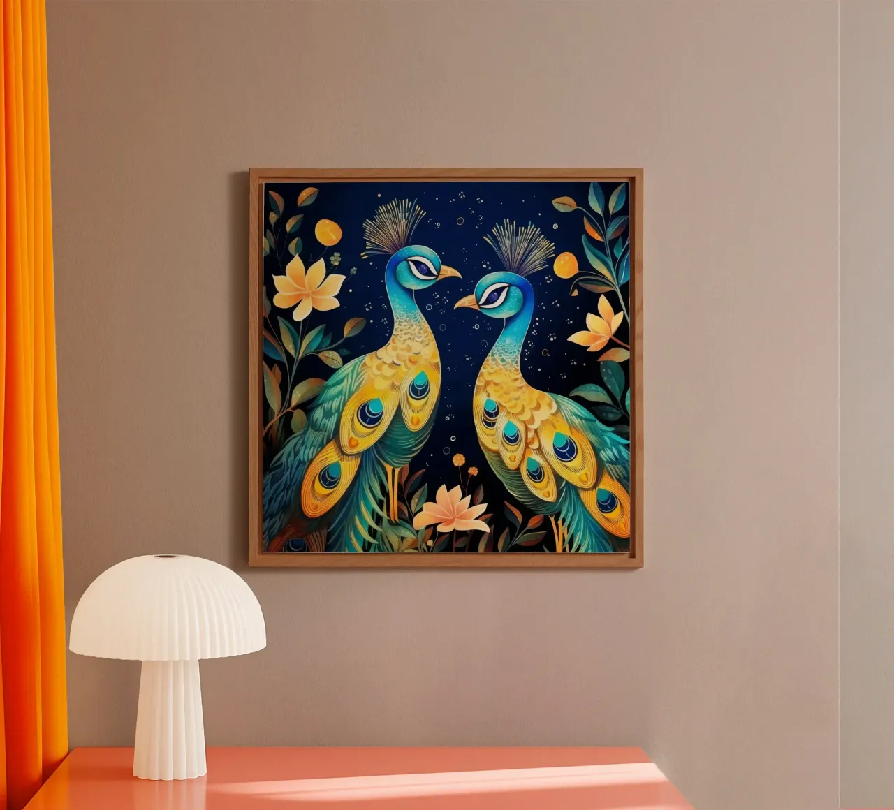 Retro Peacock Duo alu-dibond by Funny Animals