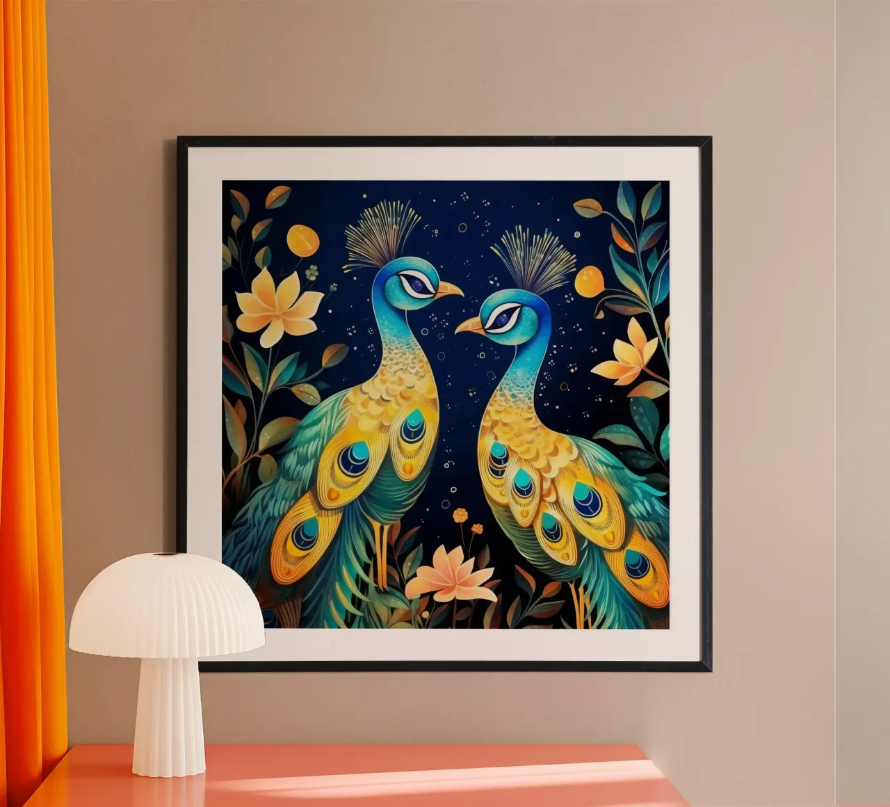 Retro Peacock Duo poster by Funny Animals
