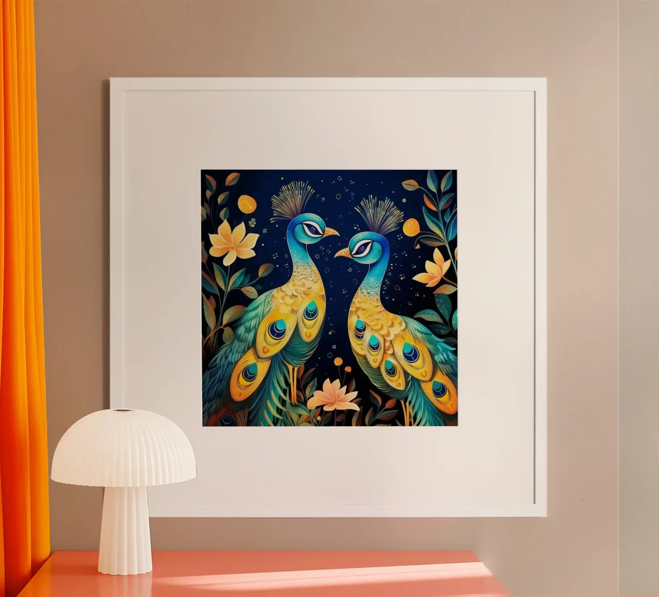 Retro Peacock Duo poster by Funny Animals