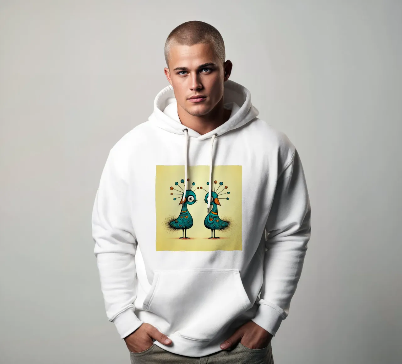 Retro Peacock Duo felpa con cappuccio da Funny Animals
