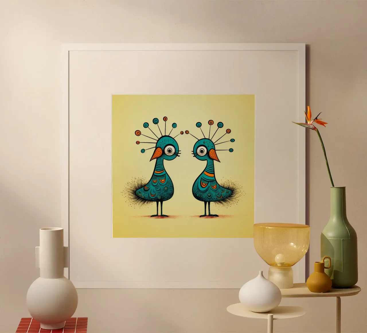 Retro Pfau Duo Hahnemühle von Funny Animals