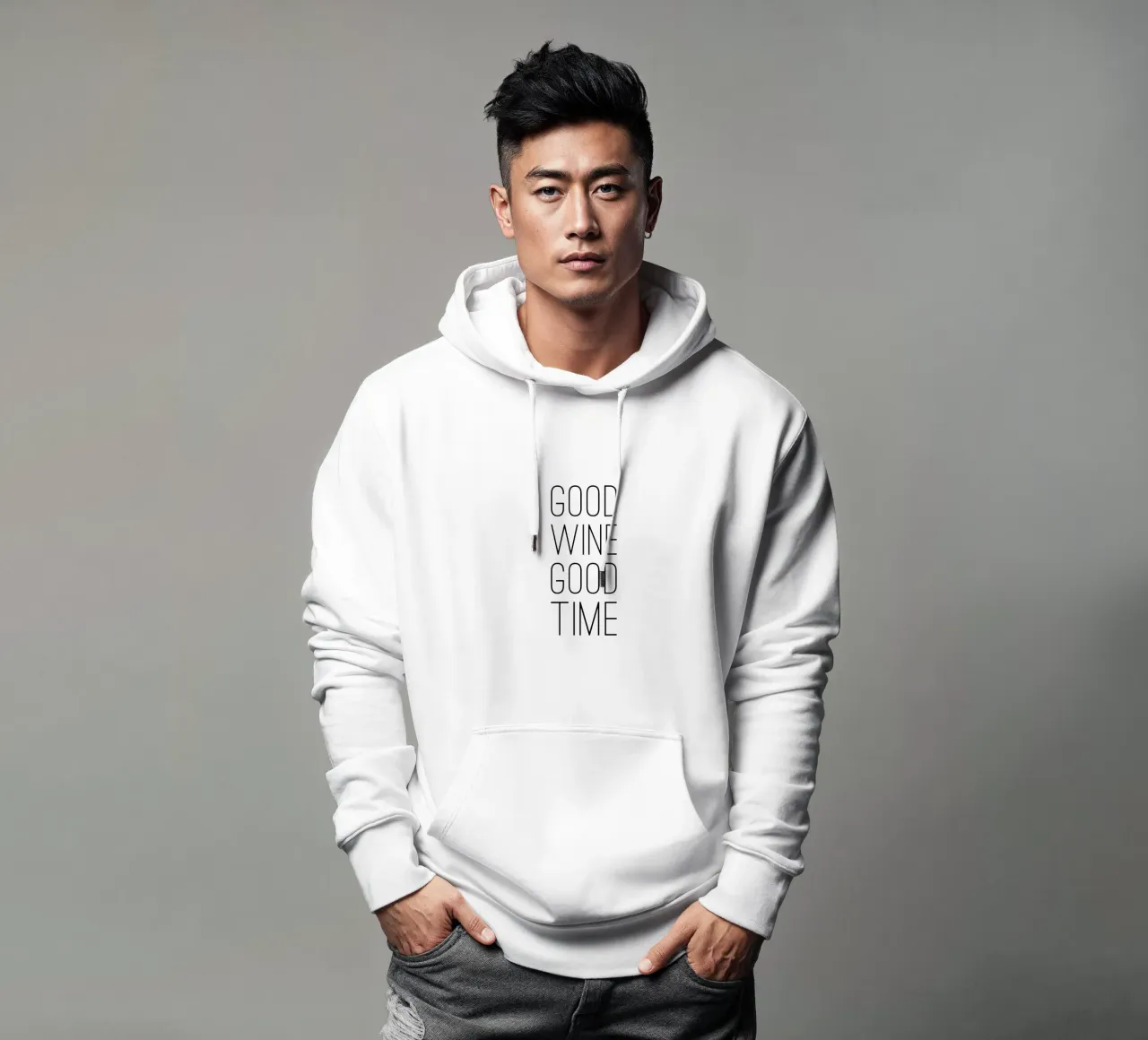 Good Wine Good Time minimalistisch felpa con cappuccio da Typo Designs