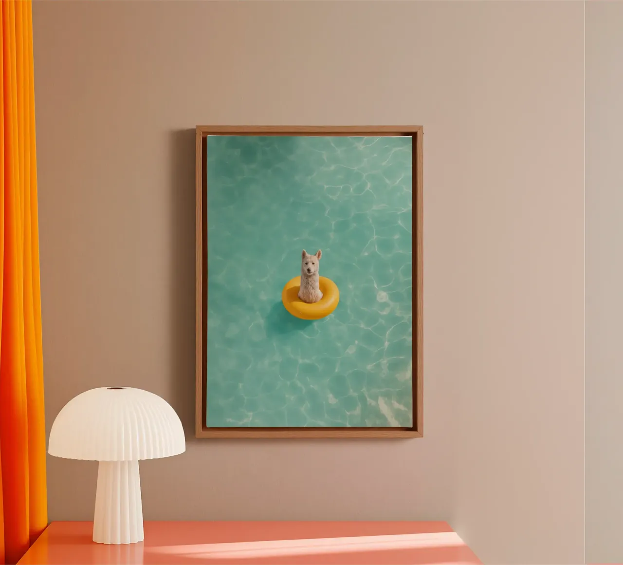 Llama in Pool canvas van Attaboy Dsgn