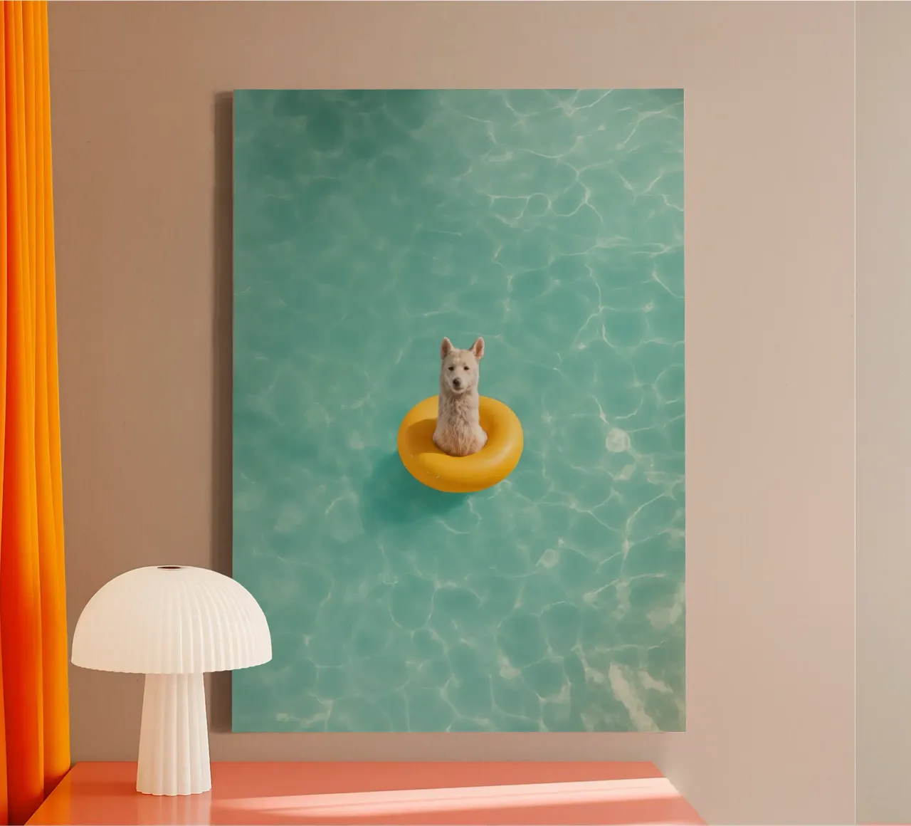 Llama in Pool canvas van Attaboy Dsgn