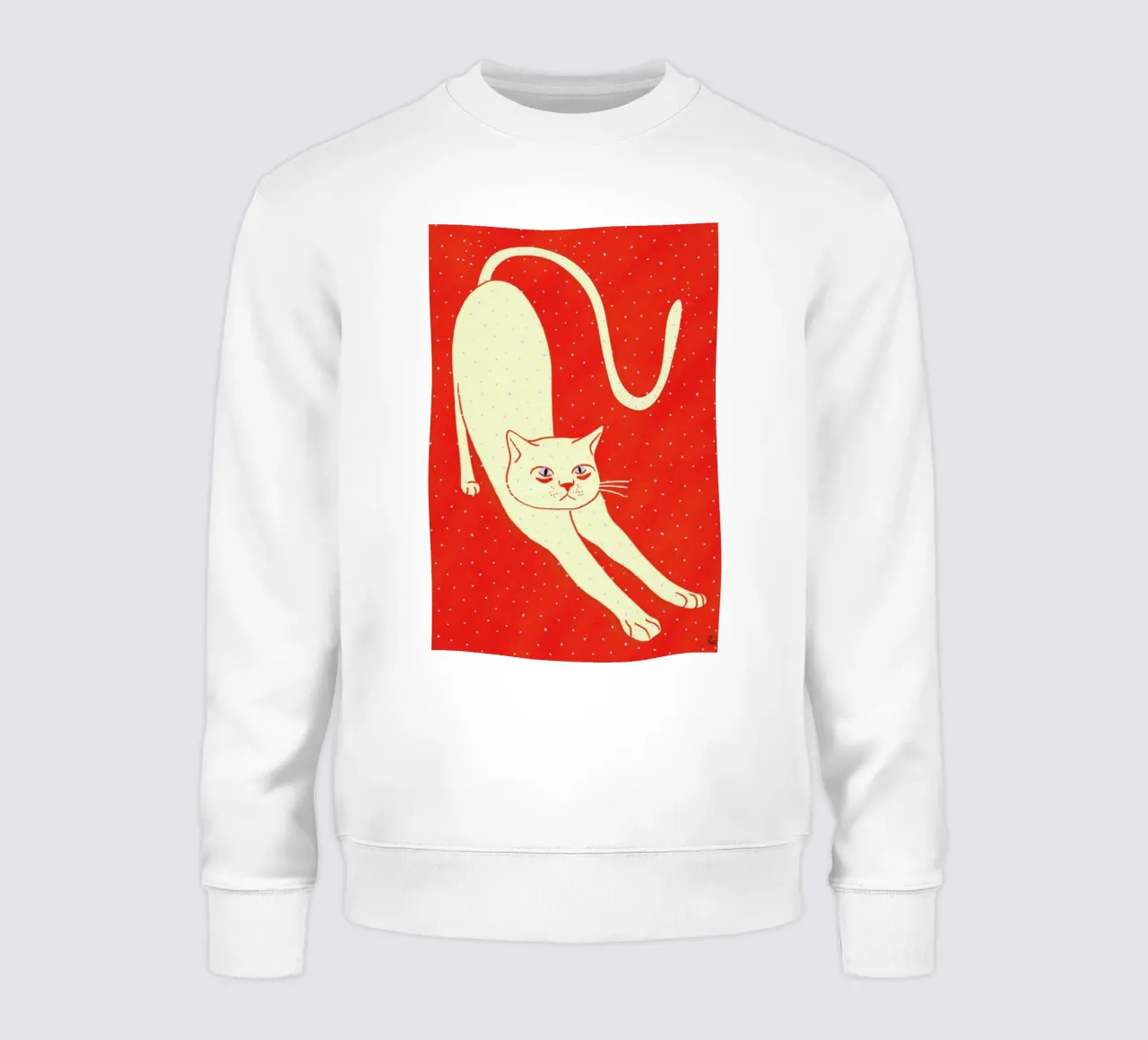 White Cat On Red Background sweat de Be Mart