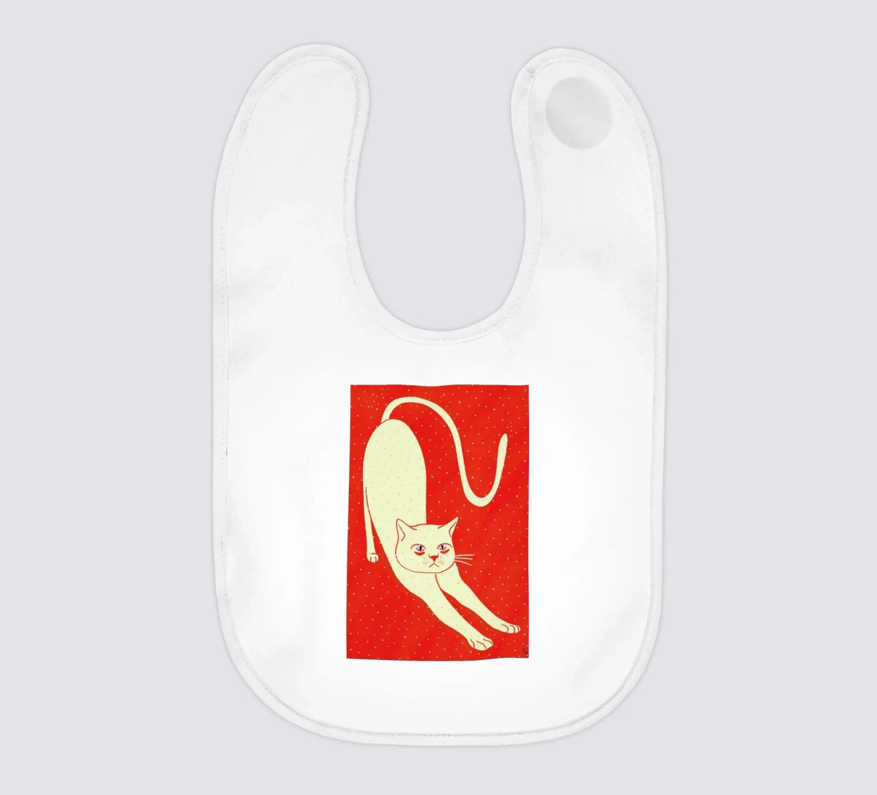 White Cat On Red Background bavaglino da Be Mart