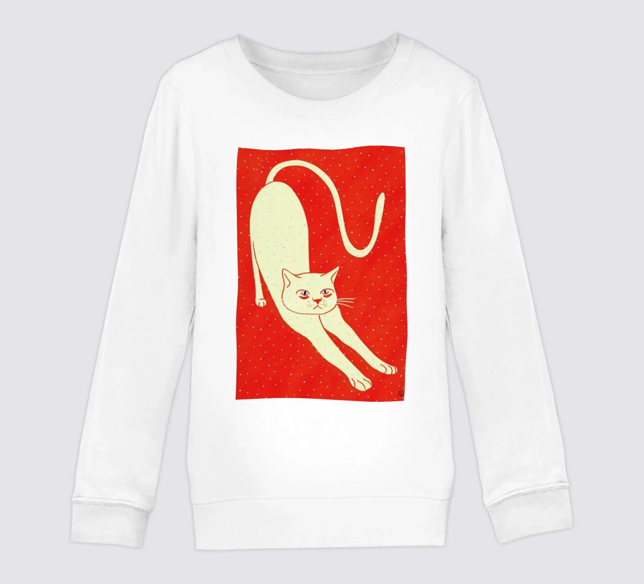 White Cat On Red Background felpa bambino da Be Mart