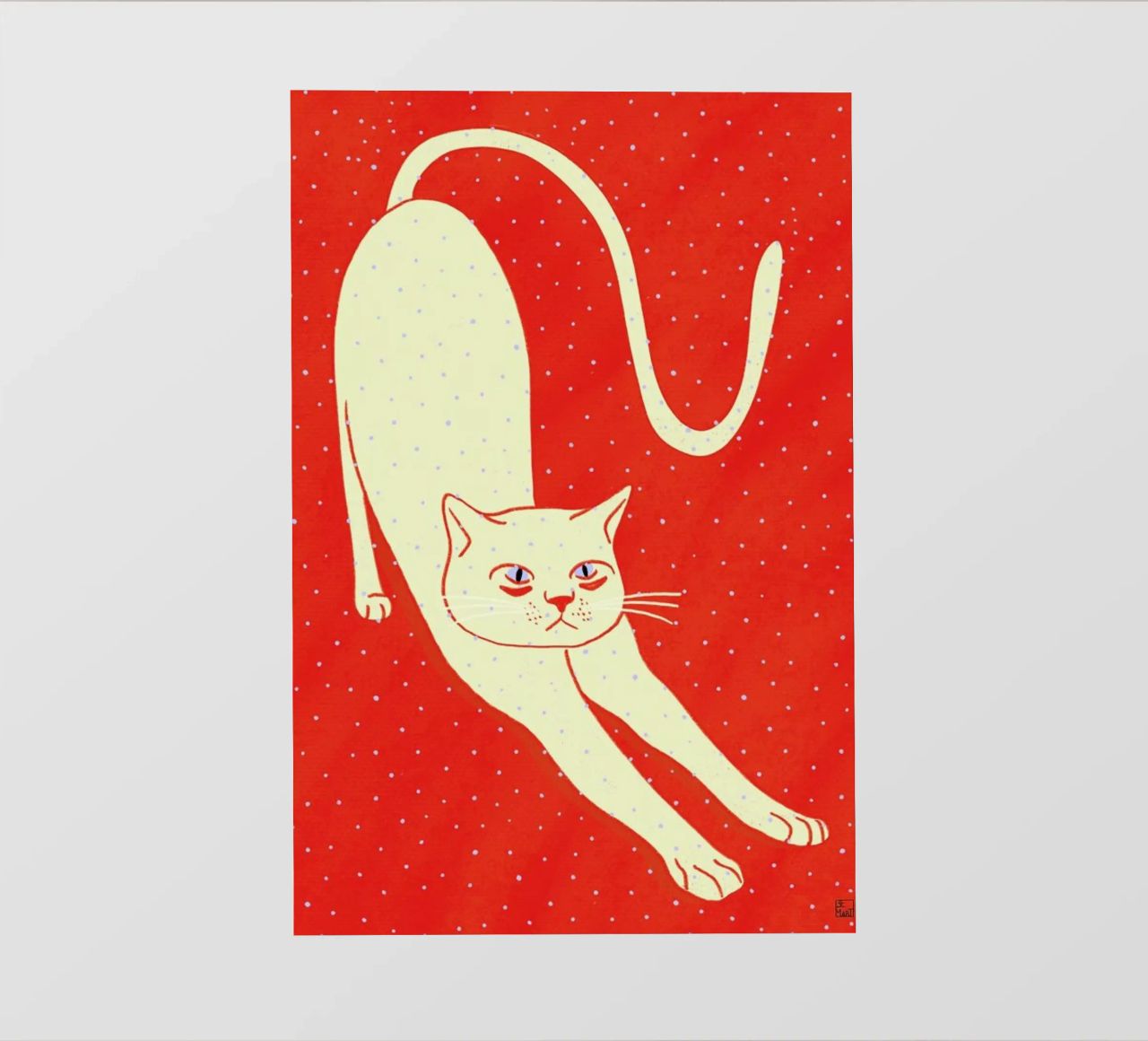 White Cat On Red Background pellicola backlit da Be Mart