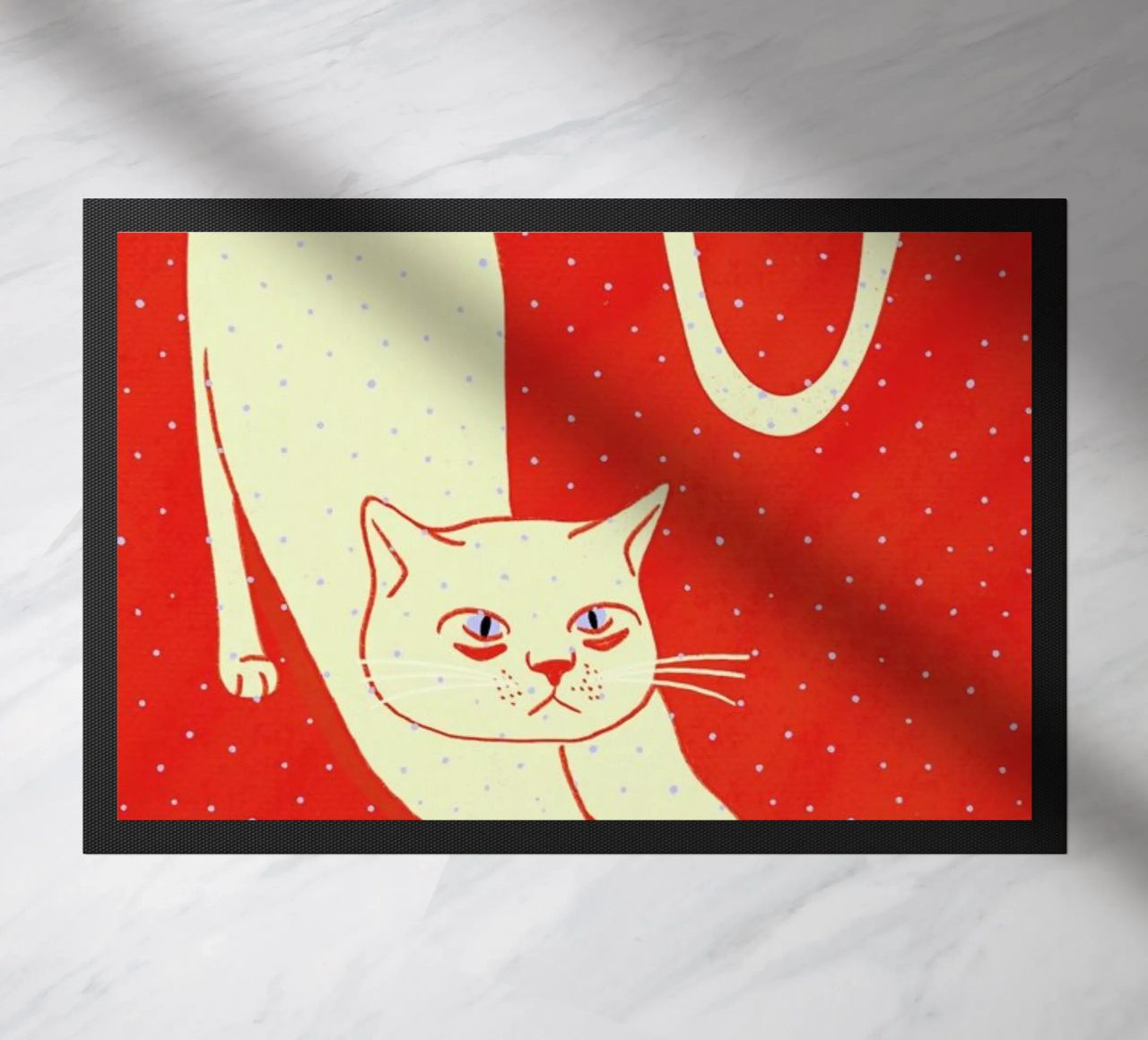 White Cat On Red Background zerbino da Be Mart