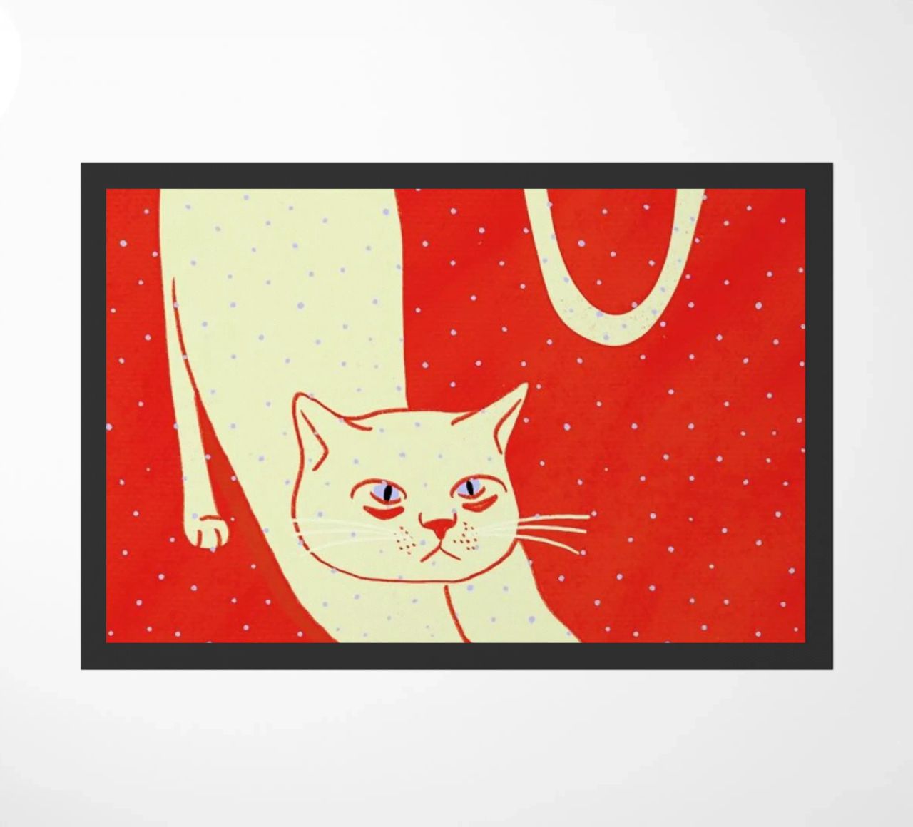 White Cat On Red Background zerbino da Be Mart