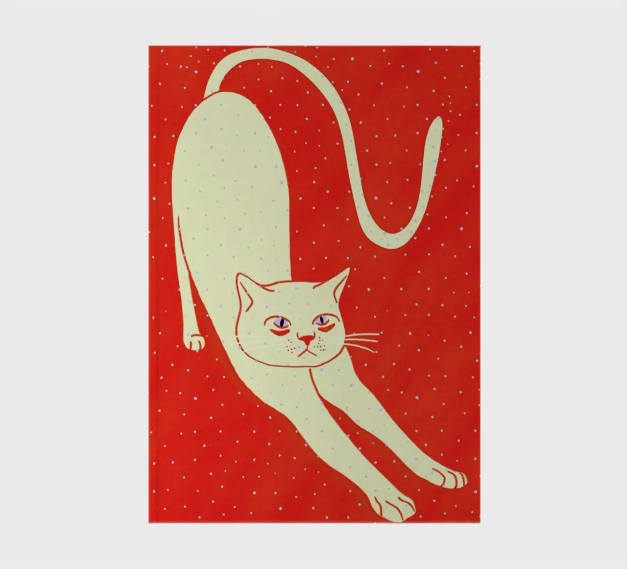 White Cat On Red Background notebook by Be Mart