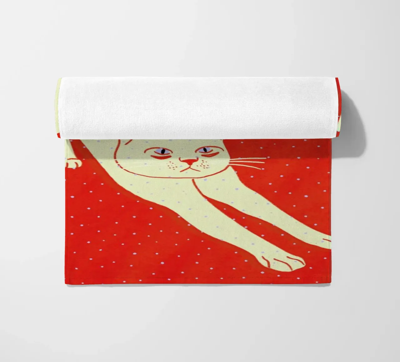 White Cat On Red Background telo mare da Be Mart